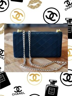 CHANEL Bicolore Quilted Lambskin Long Bifold Wallet Black repurpose converted
